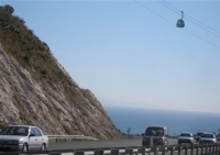Tram over the freeway