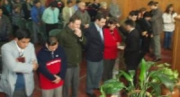 Anointing and praying for new cell group leaders